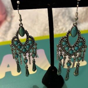 Elegant Turquoise Chandelier Earrings